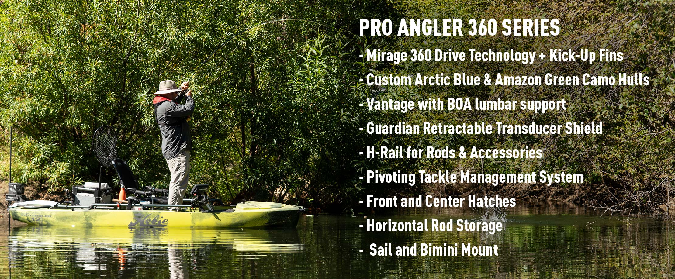 Mirage Pro Angler 14 with 360 Drive Technology Features